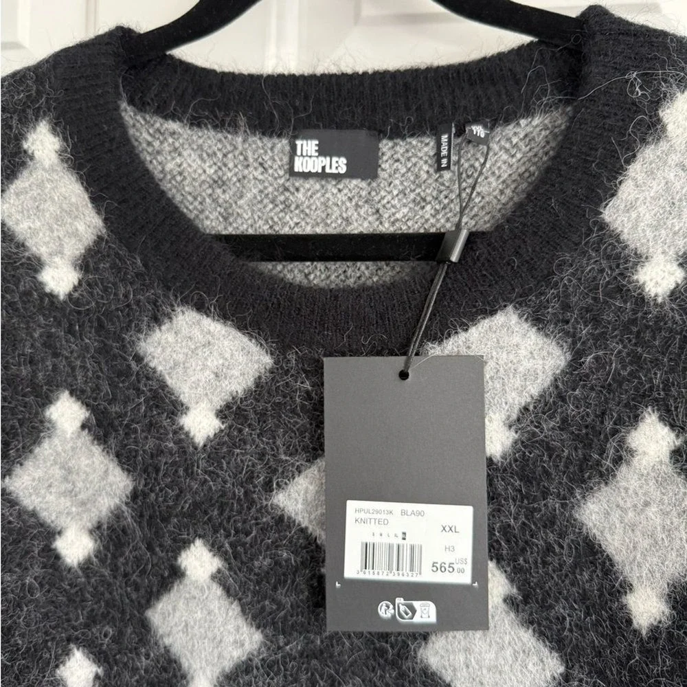 The Kooples Alpaca Blend Lux Diamond Pattern Sweater Size XXL‎ NWT Oversized